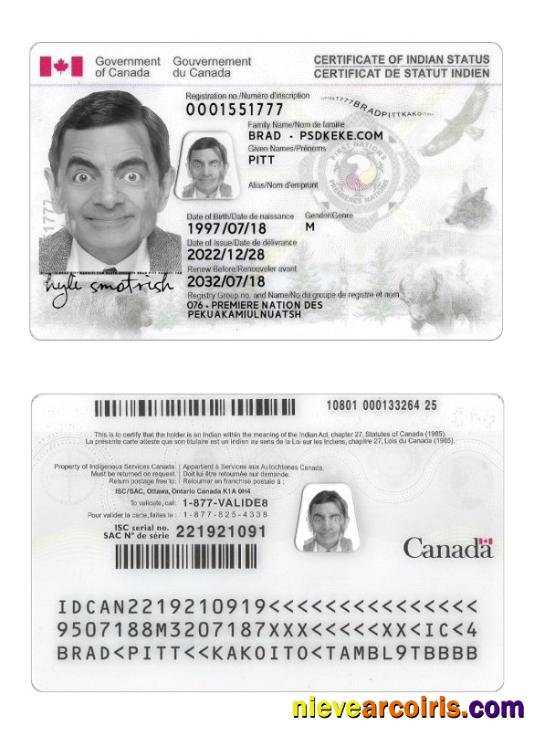 Canada Indian status ID card